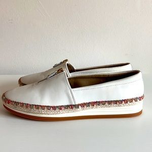 Women’s white slip-on espadrille shoes. Size 11.